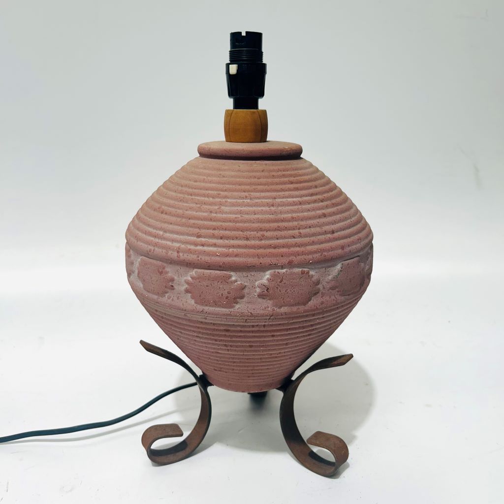 LAMP, Base (Table) - Terracotta Aztec w Wrought Iron Base 40cmH